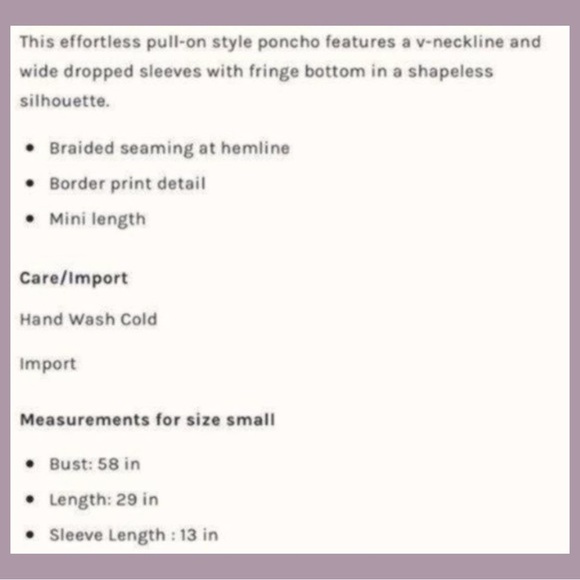 Free People Retro 70s Bohemian Poncho Sweater Tunic Top Fringe Small Oversized - Picture 13 of 16